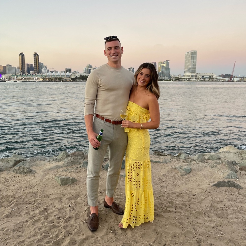 FOR SALE — Yellow. 2 Piece Set. Worn Once. Floor Length. Crop Top & Maxi Skirt.